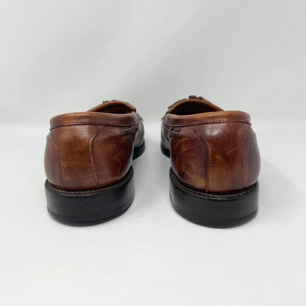 Allen Edmonds Cody Tassel Loafers Mens‎ 11 Brown Leather Woven Basketweave 1849
